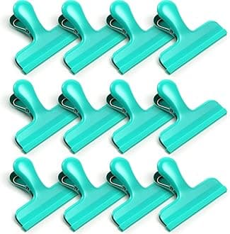 HOUSE AGAIN Chip Clips, 12 Pack Stainless Steel Chip Bag Clips Covered with Silicone, NO More Sharp Edges, Bag Clip for Food Packages, Heavy Duty for Kitchen and Office, Green