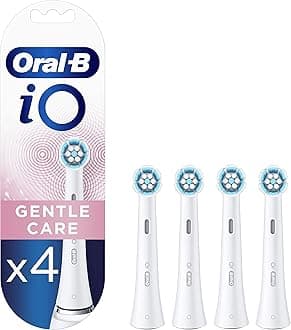 Oral-B iO Gentle Care Electric Toothbrush Head, Twisted & Angled Bristles for Deeper Plaque Removal, Pack of 4, Suitable for Mailbox, White