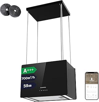 CIARRA Island Cooker Hood 48cm 700m³/ h CBCB4850 WIFI APP Touch Control Ceiling Hood 4-Speed with Booster Recirculating Kitchen Extractor Fan