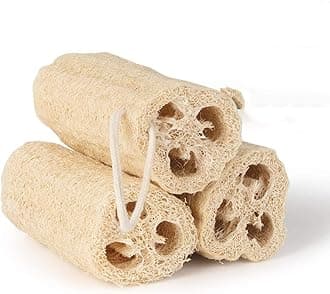 Natural Loofah, 100% Organic Shower Loofah Sponge Exfoliating Loufa Sponge, Bath Body Scrubbers for Removing Dead Skin, No Bleaching & Eco Friendly Skin Care - 3 luffa Pack