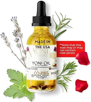 Yoni Oil Natural Mint Fresh Feminine Oil, Dryness, Reduces Odor, Restores pH Balance, All Natural, Herbal Yoni Blend with Tea Tree Oil, Lemongrass, Jasmine & Chamomile Oils, 1 oz