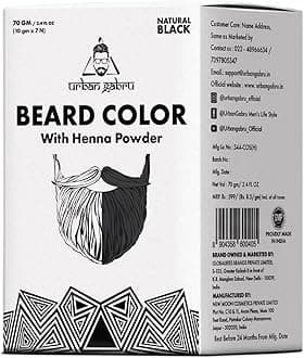 Beard Color for Men with Henna Powder 70g - Black | No Parabens or Sulphates | Natural Beard Color