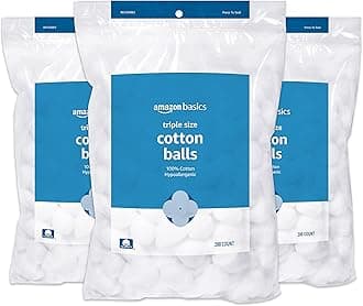 Cotton Balls, Hypoallergenic, Makeup Remover, Multi-Purpose Use, Baby Care, 600 Count (3 Packs of 200) (Previously Solimo)