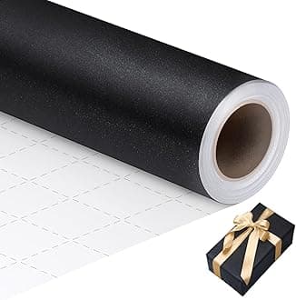 woric Black Wrapping Paper 17 Inch X 33 Feet Solid Color Matte Gift Wrapping Paper for Christmas Birthday Wedding DIY Bouquet Gifts Wrap