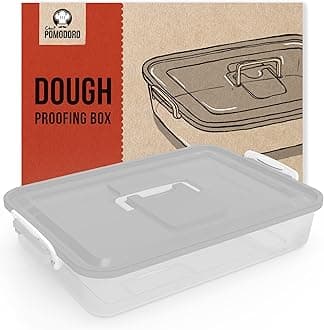 Chef Pomodoro Pizza Dough Proofing Box, 14 x 11-Inch, Pizza Dough Container, Fits 4-6 Dough Balls, Household Pizza Dough Tray With Convenient Carry Handle (Grey)