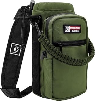 NATURE PIONEOR Water Bottle Holder with Adjustable Strap - 26/32/36/40/46/64oz Insulated Water Bottle Sling Carrier with Paracord Handle & 2 Pockets, Outdoor Sports, Hiking, Camping, Gym