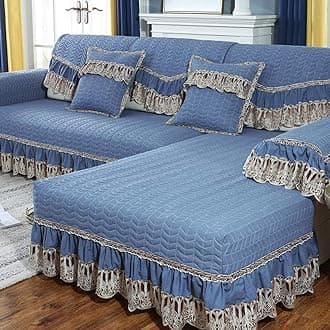 Sofa Cushion Non Slip,Sofa Cushion Non-Slip Modern Home Sofa Cover Four Seasons Universal@Blue_80*180Cm(1Pcs)