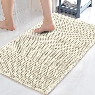 H.VERSAILTEX Upgraded Waffle Bath Mat Super Absorbent Non Slip Bath Rug for Bathroom Floor, 17" x 24", Ivory