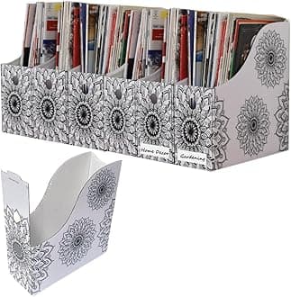 Evelots Magazine File Holder/Organizer-4 Inch Wide-Mandala-with Labels-Set/6