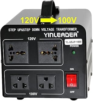 Yinleader 1000W US 120V to 100V JP Japan Voltage Converter Step Down/Up Transformer Ideal for Japanese Turntable/Rice Cooker/Mochi Maker/Player/Cassette Deck/Heater/dehumidifier/Slot Machine, etc.