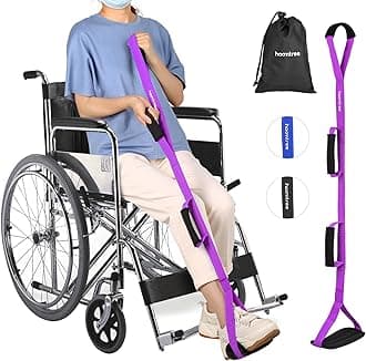 35'' Long Leg Lifter Strap with Padded Handgrips and Feet Loop,Rigid Leg Lifter Hip&Knee Replacement Surgery Recovery Kit,Mobility Aids Foot Lifter Easily Get in and Out of Bed,Car,Wheelchair