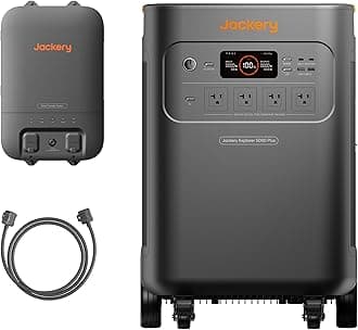 Jackery Solar Generator 5000 Plus with Smart Transfer Switch, 5040Wh LiFePO4 Power Station, 120V/240V 7200W AC Output, Whole-Home Backup, 0ms UPS for Home Use, Blackouts (Solar Panel Optional)