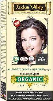 INDUS VALLEY 100% Organic Botanical Hair Colour Light Brown Hair Colour, 120g