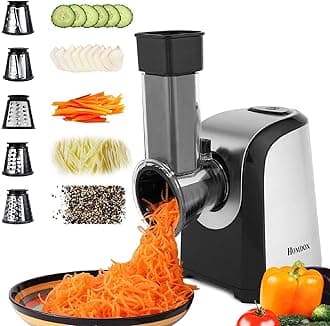 Electric Salad Maker, Professional Slicer Shredder Greater Electric Cheese Grater Salad Maker Machine Carrot Slicer with 4 Stainless Steel Rotary Blades, One-Touch Control, 150W
