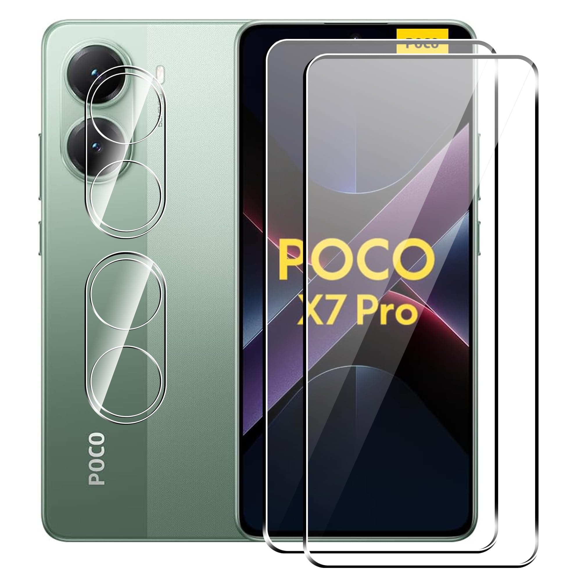 for Xiaomi Poco X7 Pro 5G Screen Protector with Camera Lens Protector, 9H Hardness Anti-Scratch Tempered Glass flim, Case Friendly, Anti-Fingerprint,Anti-Scratch (2+2 PACK)
