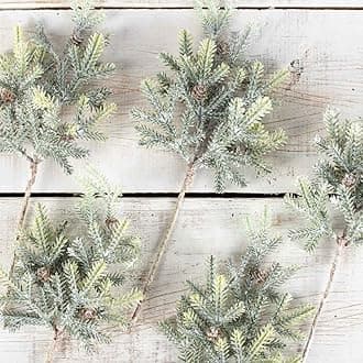 Factory Direct Craft Pack of 12 Artificial Frosted Cypress Pine Sprays Holiday Greenery for Christmas Arrangements and Winter Decorations (9-1/2 Inches)