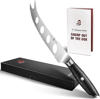 Cheese Slicer Knife, 5" Serrated Tomato Knife, with Forked Tip & Non-Stick Blade, High Carbon German Steel, Ergonomic Handle with Gift Box, Falcon Series