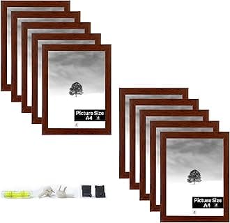 Art Street A4 Size Certificate, Document Photo frames Set Of 10 For Home Decoration, Living Room, Office Decoration (Brown, 8x12 Inch)