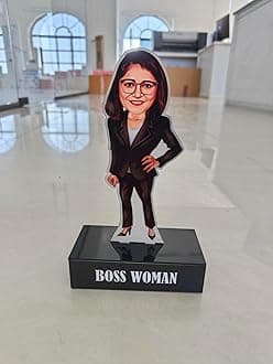 Personalized Gift for IT Employees - Caricature Standee With personalized caption Coolest gift for IT employees Unique corporate gift (Business Executive - Female)