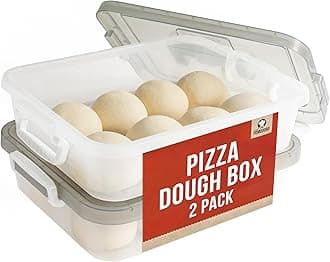 Chef Pomodoro Large Pizza Dough Proofing Box with 2 Trays and 2 Lids, 17.3 x 13.4, Pizza Dough Container with Lid Fits 6-8 Dough Balls, Pizza Dough Tray With Convenient Carry Handle (Grey)