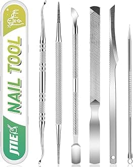 JTIEO 7 Pcs Ingrown Toenail Tool Professional Ingrown Toenail Removal Kit Pedicure Tools for Feet Pedicure Kit Under Nail Cleaner Tool Ingrown Toenail File for Thick Nails with Storage Case
