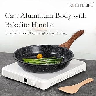 ESLITE Life Frying Pan Set Nonstick Skillet Set Induction Compatible with Granite Coating 3 Piece, 8 Inch, 9.5 Inch and 11 Inch