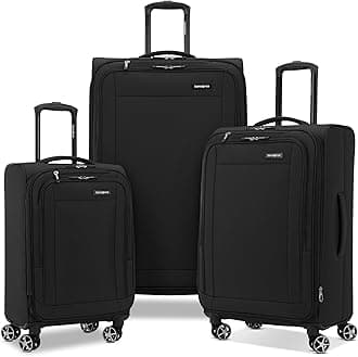 Saire LTE Softside Expandable Luggage with Spinner Wheels, Black, 3-Piece Set (Carry On/Medium/Large)