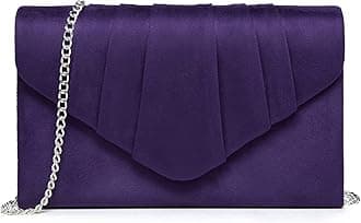 Dasein Women's Evening Bag Pleated Envelope Clutch Handbag Wedding Party Bridal Purse, 1-velvet Purple, One Size