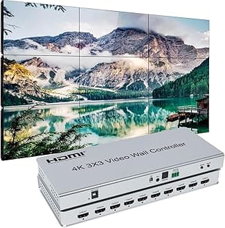 3x3 Video Wall Controller | 4K@30Hz | Edge Masking | 1x2, 1x3, 1x4, 2x1, 2x2, 2x3, 2x4, 3x1, 3x2, 3x3