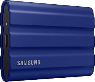 Samsung T7 Shield Portable SSD 2TB, USB 3.2 Gen2 External SSD, Up to 1,050MB/s, Rugged, IP65 Water & Dust Resistant, for Photographers, Content Creators and Gaming, Mac Compatible, MU-PE2T0R, Blue