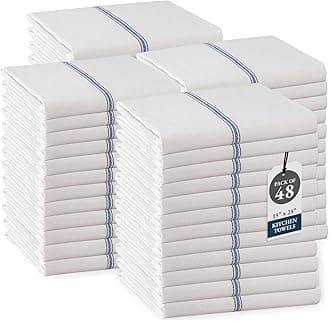 Kitchen Towel Set - 100% Cotton Kitchen Towels, Reusable Kitchen Dish Towels, Blue Dish Towels for Kitchen, Soft Absorbent Tea Towels, Durable Dish Towels for Drying Dishes, 14 x 25 - 48 Pack