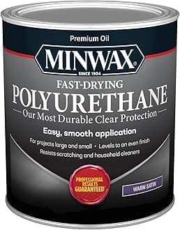 Minwax 63010444 Fast Drying Polyurethane Clear Finish, quart, Satin