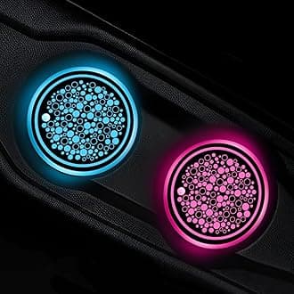 2 PCS LED Car Cup Holder Lights, 7 Colors Changing USB Charging Insert Car Coasters, Atmosphere Lamp Decoration Light Luminescent Cup Pad Mat, Interior Car Accessories (Halo)