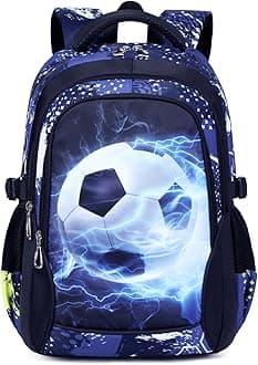 Boys Backpack for Elementary Kids Bookbag Middle School Bags Heavy Duty Soccer Laptop Durable Waterproof 18 In (1-Black)