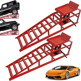 2PCS Auto Car Truck Service Ramps Lifts, 10000lbs Heavy Duty Hydraulic Car Ramps Lift for Car Repair
