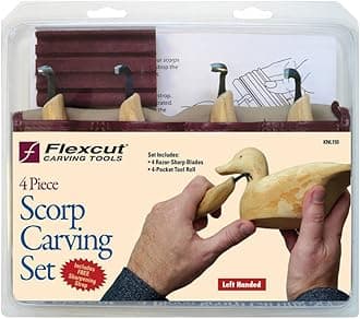 Flexcut Wood Carving Tools | 21 Piece Deluxe Starter Carving Set | Includes 16 Razor Sharp Blades, Cutting Knife, 2 Ergonomic Handles & DVD | 1095 High Carbon Steel Blades | SK108 | Made in the U.S.A.