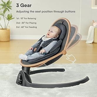 Baby Swings for Infants, Fasonbaby Bluetooth Infant Swing with Music Speaker with 3 Seat Positions, 5 Speeds and Remote Control - Portable Baby Swing for Indoor and Outdoor (Black)