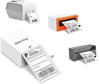 4x6 White Mailing Fanfold Postage Thermal Labels (200 Labels) - Compatible with Rollo, MUNBYN, iDPRT, Polono, Zebra Direct Thermal Printer for Shipping