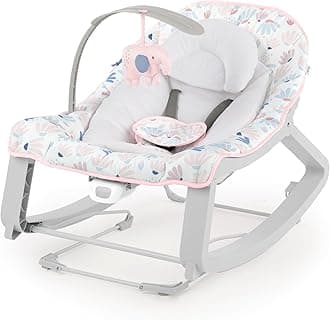 Keep Cozy 3-in-1 Grow with Me Vibrating Baby Bouncer Seat & Infant to Toddler Rocker, Vibrations & -Toy Bar, 0-30 Months Up to 40 lbs (Pink Burst)