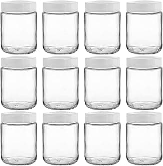 Suwimut 12 Pack Glass Mason Jars, 8 oz Regular Mouth Small Glass Canning Jars Storage Containers with Airtight Lids for Jelly, Jam, Honey, Beans, Pickles, Spice, Yogurt, Food Storage