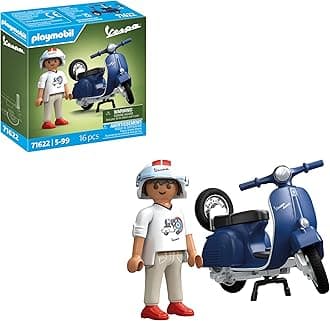 PLAYMOBIL Cars 71622 1969 Vespa 150 Sprint Veloce, Blue, Faithful Model for Collectors and Fans, Includes Versatile Accessories and Detachable Spare Wheel