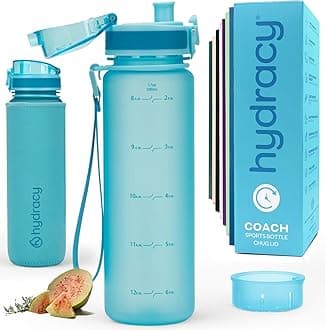 Hydracy Water Bottle with Time Marker - 500 ml 17 Oz BPA Free Water Bottle - Leak Proof & No Sweat Gym Bottle with Fruit Infuser Strainer - Ideal for Fitness or Sports & Outdoors