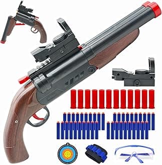 Double Barrel Toy Foam Blaster - Foam Squirt with Suction Dart and Catridge, 2 in 1 Foam Dart Blaster with Suction Dart and Catridge for Kids Teen Adults, Outdoor Toys for 8+ Year Old Boys & Girls1