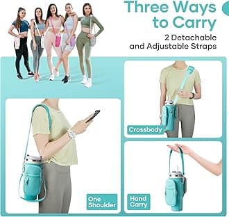linmaya Water Bottle Carrier Bag with Phone Pocket for Stanley Cup 40/30oz,Insulated Neoprene Water Bottle Holder Cross-boday Bag with Adjustable Shoulder & Handheld Strap Stanley Cup Accessories