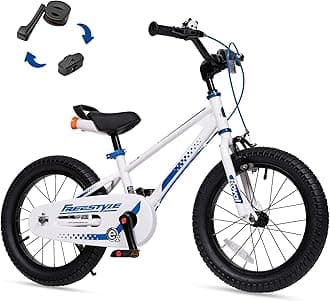 RoyalBaby Keyoung EZ Toddlers Kids Bike, 14 Inch Balance & Pedal Convertable Bicycle, Beginners Learning Bike for Boys Girls Ages 3-5 Years, 14 Inch Wheel White