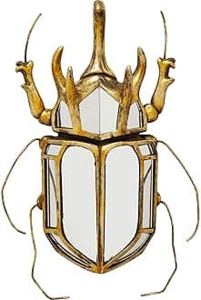 Kare Design Wall Decoration Beetle Mirror, Gold, Glass Mirrored, Bug Shaped, Vertical Wall Mounting, Accessoires for Living Room, Bedroom, Floor, Childrens Room, 39x25x6 cm (H/W/D)