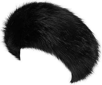 Winter Fluffy Faux Fur Headband Hat Ear Warmer Head Wrap Head Warmer for Women (Black)