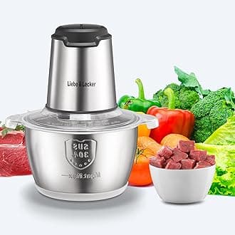 Liebe&Lecker Food Processor, Meat Grinder with 1 Bowl 8 Cup, Electric Food Chopper with 4 Large Sharp Blades for Meat, Fruits, Vegetables, Baby Food, Nuts, 2 Speed