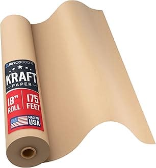 Bryco Goods Jumbo Kraft Paper Roll - Brown - 18" x 2100" (175') - USA Made - Suitable for Packing - Moving - Shipping - Crafts - Wall Art - Bulletin Boards - Floor Covering - Table Runner