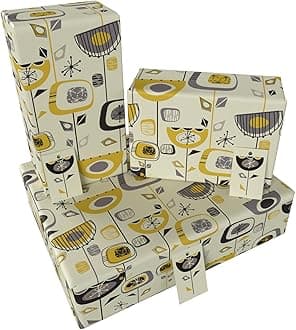 Luxury ECO Gift Wrap - 3 sheets/tags - Classic Vintage Retro Lights and TVs Beige - Birthday - Recycled & Recyclable Wrapping Paper - Re-wrapped